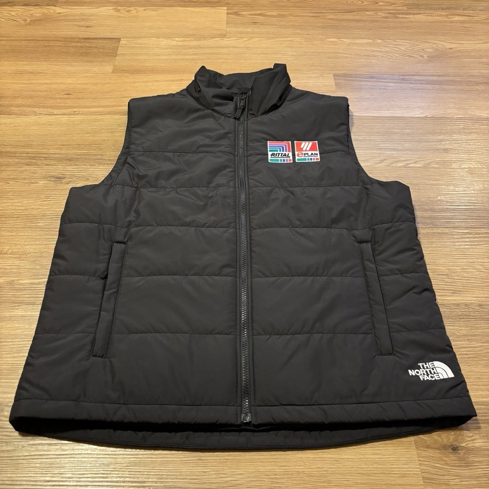 The North Face Puffer Vest Men's‎ Large Black Insulated Embroidered Full Zip EUC
